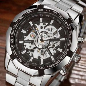 69 Swiss Men's Fashion Steel Band Fully Automatic Hollow Mechanical Watch