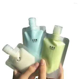 収納バッグ100ml/ 50ml/ 30mlフロストプラスチックスパウトトラベルサブポータブルローションクレンザーボディウォッシュシャンプーポーチのフリップ