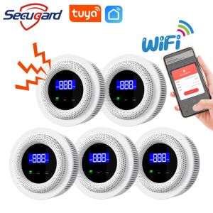 Detector Tuya WiFi Detector de vazamento de gás 433MHz Sensor de vazamento sem fio LPG Smart Life Controle de App Home Security Kitchen Sound Alarma de som