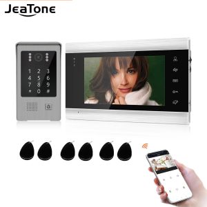 İnterkom jeatone 7''tuya video kapısı telefon videosu interkom kodu tuş takımı/rfid kartı/uygulama Kilit açma hareket algılama erişim kontrolü çok dilli