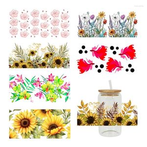 Adesivos de janela UV DTF Sticker Flor Theme para os vidros de 16oz Libbey Cuple pode ser impermeável DIY Decalques personalizados de Fácil de usar D1827