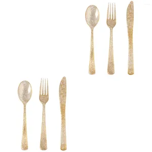 Disposable Flatware 2 Sets Party Plastic Tableware Clear Spoons Tablespoon Forks Flash Suit