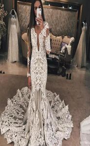 African Nigerian Wedding Dress Glamorous Mermaid Long Sleeve Lace Appliques Garden Country Church Bride Bridal Gown Custom Made Pl7322849