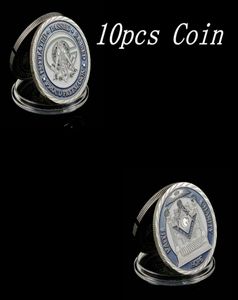10pcs Mason Lodge Maçônico Símbolos de artesanato maçônico Símbolos Token Prazado de prata Presente de moeda colecionável Creative7361213