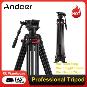 Monopods Andoer XTK8018 Fotografia Profissional Tripé Stand Aluminium Lelloy com 360 graus Cabeça de tripé para Canon Nikon Sony Cameras