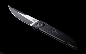 Asheville Steel Paragon Phoenix Knife Black 38quot Twotone Satin de Blade Aluminato Aeronáutico Handle8126087