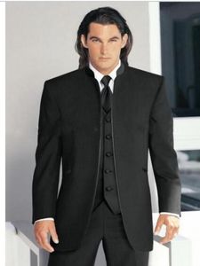 Tuxedos clássicos do noivo negro Stand colar Groom Man Suit