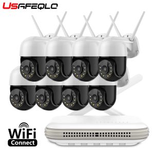 Câmeras de vigilância por vídeo do sistema com WiFi Home Security H.265x 3mp 5mp 4CH 8CH Kit de vigilância de vídeo AI 3MP HD Audio PTZ WiFi Câmera