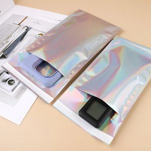 Umschläge 100pcs Laser Filmverpackung Beutel Selfkadhäsions Kurierbeutel Holographische Hüllkurve Mailer Postversandtasche