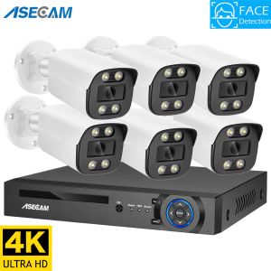Dildos 8MP 4K Detecção de face IP Câmera de segurança Audio AI Sistema Poe NVR Kit CCTV Color Night Vision Outdoor Home Videoveillance