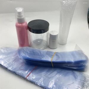 Presentförpackning 100st PVC Circular Arc Heat krympbar flaskförpackningspåsar Transparent plasttätningar Förhindrar läckage liten påse