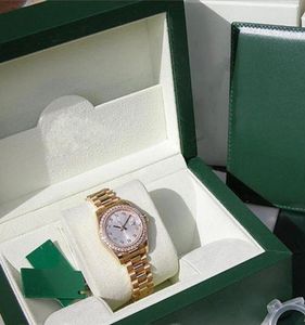 Заводские часы автоматические движения 31 -мм дамы 18K желтого золота серебряный бриллиант 179138 с оригинальными коробками Diving Watch5172375