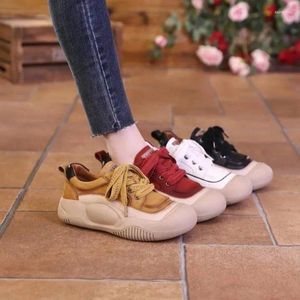 Casual Shoes 2024 Spring/Summer Retro Fashion Low Cut Sports Leather Women's Soft Sole Handmade Lightweight Single