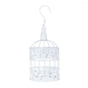 Candle Holders Decorative Metal Bird Cage Home Hanging Ornament For Wedding Party Decoration (White)