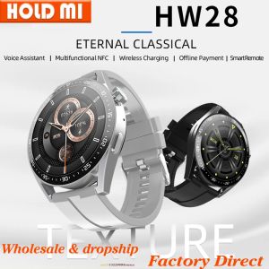 Tittar original HW28 Video Control Smart Watch NFC AI Voice Assistant Bluetooth Call Music Wireless Laddning av blodsocker smartur