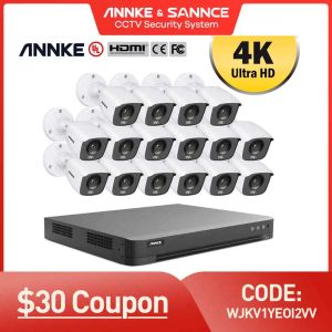 Sistem Annke 4K IP67 Açık İç Mekan Kapalı CCTV Gözetim Kiti Ultra HD 16CH DVR Güvenlik Kamera Sistemi 8MP Tam Renkli Gece Görüşü