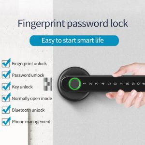 Заблокировать T190 Bluetooth отпечаток пальцев блокировки дверей Ttlock Cod Card Card Card Sens Screence Smart Door Security Digital Electronic Lock