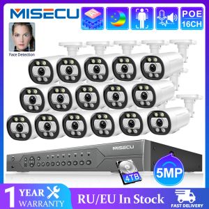 Sistema misecu ai smart 5mp System 16CH POE CCTV Segurança NVR Kit Humano/Face Detectar Bidirecion