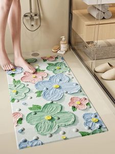 Badmattor 3D Flower Square Anti-Slip Mat Shower Anti-Fall Sug Cup Floor Badrum Massage Fot Hushåll