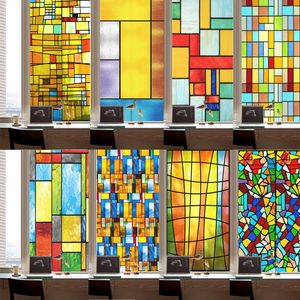 Window Stickers European Style Retro Glass Sticker Church Painting Tiffan Imitation Art Film Electrostatic Frosted