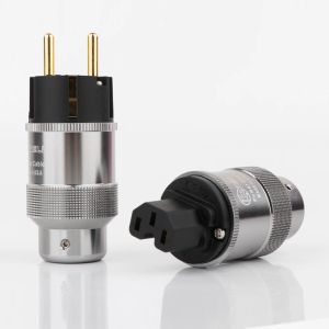 Acessórios P085Pair Hiend Krell Gold Bated UE Power Power Power IEC Conector de áudio HiFi CA Conectores de cabo de alimentação para cabo Audiophile DIY