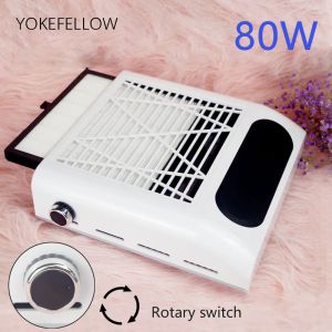 Kits 80w Nail Dust Vacuum Cleaner Big Power Adjustable Wind Speed Manicure Hine Fan Nail Dust Collector with Replaceable Filter