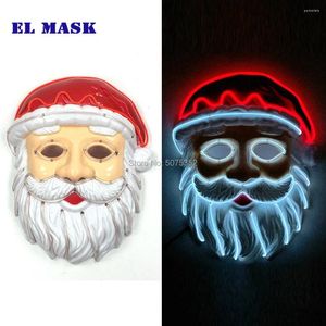 Party Supplies Santa Claus Cosplay EL Mask Father Christmas Neon Luminous Gift For Kids Children Baby