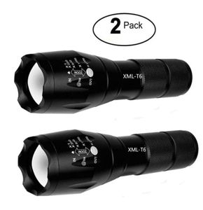 2 Pack Tactical ficklampa Torch Military Grade 5 -lägen T6 3000 Lumens Taktisk LED -vattentät handhållen ficklampa för camping BIK298H7187584