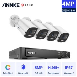 System ANNKE 8CH 8MP Ultra HD PoE Network Video Security System H.265 Surveillance NVR 4MP HD IP67 Full Color POE Cameras NVR Kit