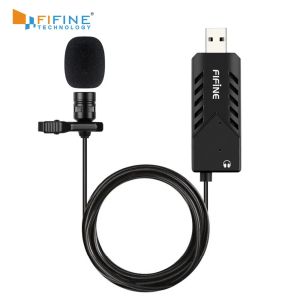 Microfoni Fifine Lavalier Clipon Cardiid Contenser Plug e riproduci microfono USB con scheda audio per PC e Mac K053