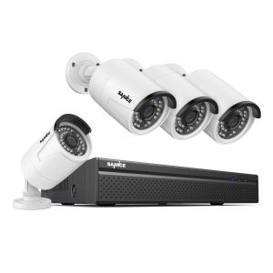 System 8ch PoE 3MP Security Camera System Kit 4PCS 3MP Bullet IP Camera Outdoor Waterproof Video Surveillance NVR Set IP66 Sannce