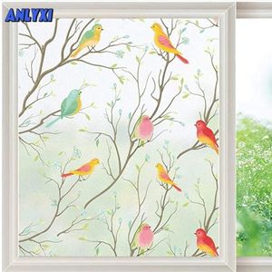 Window Stickers Birds Pattern Privacy Film Frosted Glass Non-Adhesive Cling For Anti UV Static Decorative Home