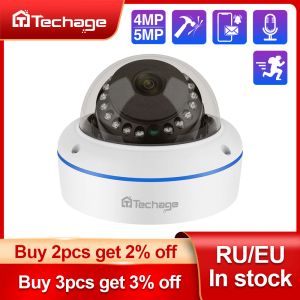 Intercom Techage H.265 4mp 5mp Indoor Dome 48v Poe Ip Camera Audio Record Metal Vandalproof Case Ipc P2p Video Cctv Security Surveillance