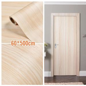 Window Stickers 5M Waterproof Wood Wallpaper Roll Self Adhesive Decor PVC Doors Furniture Desktop Cabinet Film Modern Home