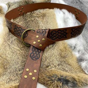 Hochwertige Viking -geprägte klassische Luxus Nietgürtel Herren Punk Nieten Gürtel Cosplay -Requisitenbund für Schauspieler Cosplay Black Brown