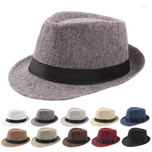 Berets Gentleman Bowler Hats Fashion Retro Men Fedoras Adult Classic Chapeau Male Sun Outdoor Old Man Wide Brim Hat