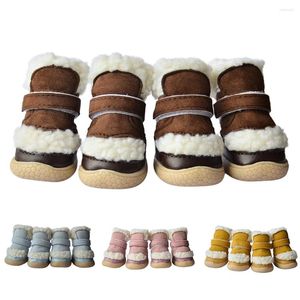 Hundekleidung 4pcs/Set dicke Pelzschuhe unten rutschfeste wassere Hunde Winter warme Schneestiefel Nicht-Rutsch-Stiefel für