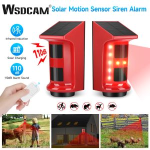 Kits Wsdcam Solar Sound Light Alarm Strobe Security Alarm Motion Sensor Alarm with Remote Control for Outdoor Backyard Garden