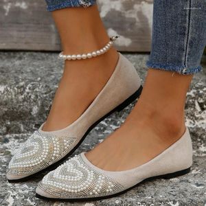 Casual Shoes Women's 2024 Slip-On Flats Fashion String Bead Beanie Flat Sexig Point Toe Low Heelszapatos Mujer
