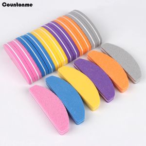 Satser 50 datorer/Lot Doublesided Mini Sponge Nail File Blocks 100/180 Färgglada sandpappersslipbuffertremsor Polskt manikyrverktygsset