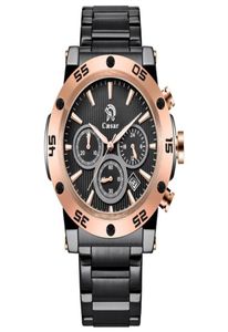 Ocysa Luxury Mens Caesar Pvd Black Fashion Man Man Quartz Movement Chronograph Водонепроницаемые спортивные мужские дизайнерские часы.