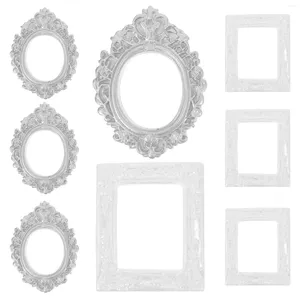 Frames 8 Pcs DIY Po Frame Resin Stuff Compact Material Mirror Miniature Picture Vintage