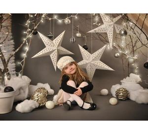 Digitala tryckta stjärnor Children Christmas Pography Bakgrund Vinyl Silver Gold Balls New Year Holiday Party Kids Po Studio BA7660774309303