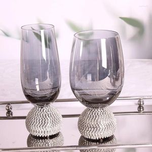 Bicchieri da vino creativa diamante grassa tazza di ventre decorata in vetro in vetro cocktail bar rosso regalo per la casa