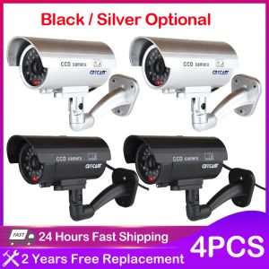 Cameras 4 PCS Fake Dummy Camera Bullet Waterproof Outdoor Indoor Home Security CCTV Surveillance Camera Flashing Red LED Free Shipping