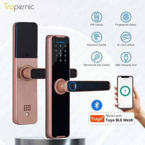 Lock Tuya Bluetooth Automatically Electronic Mobile Unlock Fingerprint Password Temporary Keyless Entry Smart Door Lock