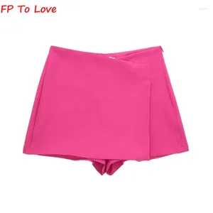 Skirts Pink Purple Mini Culottes Shorts Street Look Colorful Asymmetric Split Khaki Woman Outfit 4661515 Nice Quality