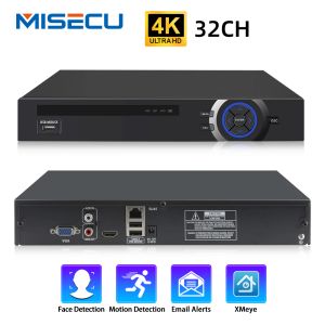 Inspelare Misecu H.265 32ch 5MP CCTV NVR DVR Network Surveillance Video Recorder för IP Camera XMeye P2P Cloud 24/7 Record Max 4K Output