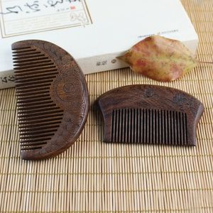 2024 Pocket Wooden Comb Natural Black Gold Sandalwood Super Narrow Tooth Wood Combs No Static Lice Beard Comb Hair Styling- for Super Narrow Tooth Comb