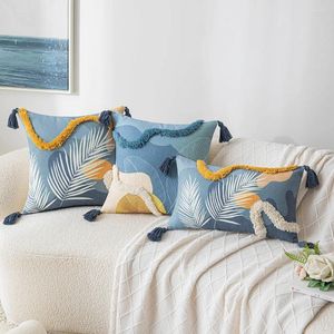 Pillow Morandi Tuffed Cover com borlas para decorações de casa luxuosas capa azul de sofá -sol da decoração da sala de estar